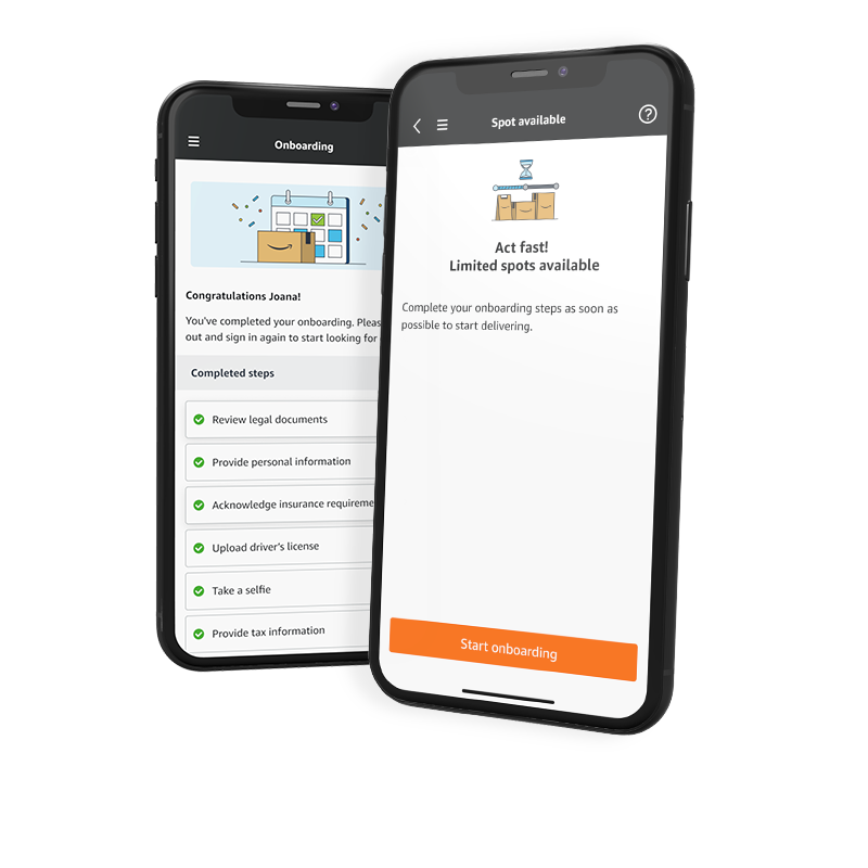 Mobile devices with Amazon Flex onboarding experience for Brazil
