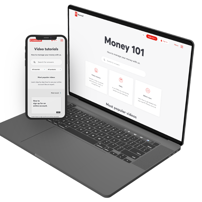 Laptop and phone with the learning hub UI