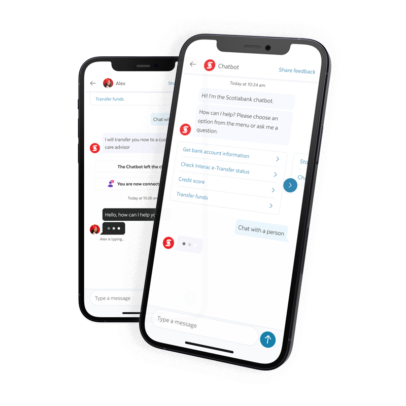 Mobile devices with Scotiabank chatbox